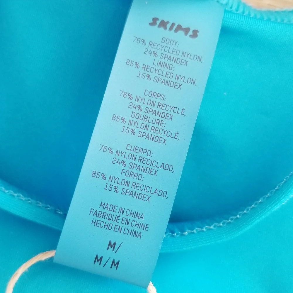 Skims High Neck Racerback Bikini Crop Top Swimwear NWT Turquoise Resort Vacay